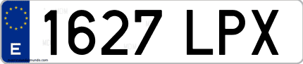 Ejemplo de matrícula de coche ordinaria 1627 LPX