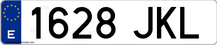 Ejemplo de matrícula de coche ordinaria 1628 JKL