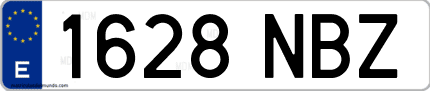 Ejemplo de matrícula de coche ordinaria 1628 NBZ