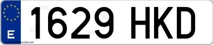 Ejemplo de matrícula española 1629 HKD