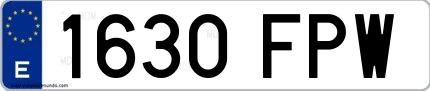 Ejemplo de matrícula española 1630 FPW