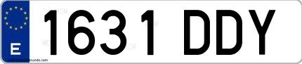 Ejemplo de matrícula española 1631 DDY