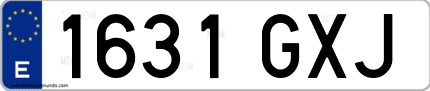 Ejemplo de matrícula de coche ordinaria 1631 GXJ