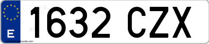 Ejemplo de matrícula de coche ordinaria 1632 CZX