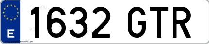 Ejemplo de matrícula española 1632 GTR
