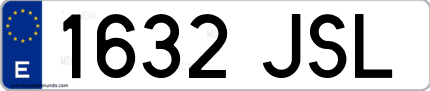 Ejemplo de matrícula de coche ordinaria 1632 JSL