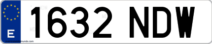 Ejemplo de matrícula de coche ordinaria 1632 NDW