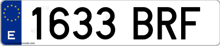 Ejemplo de matrícula de coche ordinaria 1633 BRF