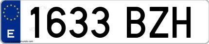 Ejemplo de matrícula española 1633 BZH