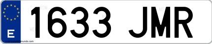 Ejemplo de matrícula española 1633 JMR