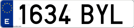 Ejemplo de matrícula de coche ordinaria 1634 BYL