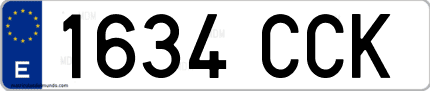 Ejemplo de matrícula de coche ordinaria 1634 CCK