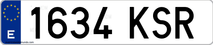 Ejemplo de matrícula de coche ordinaria 1634 KSR