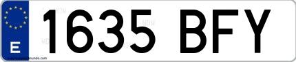 Ejemplo de matrícula española 1635 BFY