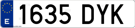 Ejemplo de matrícula de coche ordinaria 1635 DYK