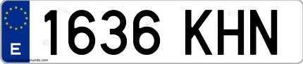 Ejemplo de matrícula de coche ordinaria 1636 KHN