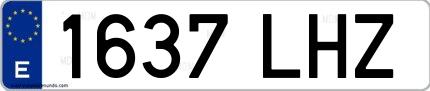 Ejemplo de matrícula española 1637 LHZ