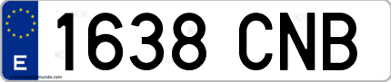 Ejemplo de matrícula de coche ordinaria 1638 CNB