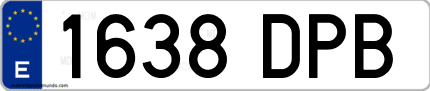 Ejemplo de matrícula de coche ordinaria 1638 DPB