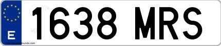 Ejemplo de matrícula de coche ordinaria 1638 MRS