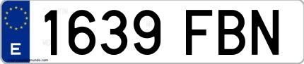 Ejemplo de matrícula española 1639 FBN