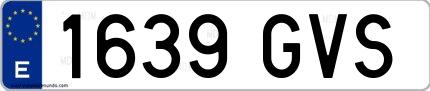 Ejemplo de matrícula española 1639 GVS