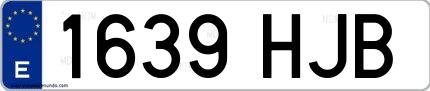 Ejemplo de matrícula española 1639 HJB