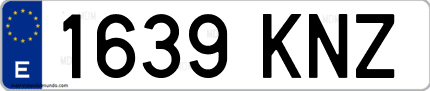Ejemplo de matrícula de coche ordinaria 1639 KNZ