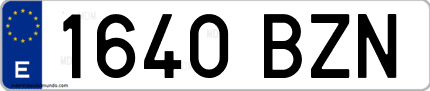 Ejemplo de matrícula de coche ordinaria 1640 BZN