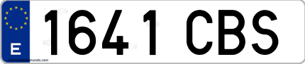 Ejemplo de matrícula de coche ordinaria 1641 CBS