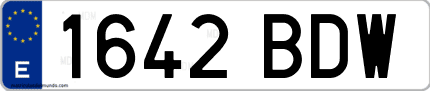 Ejemplo de matrícula de coche ordinaria 1642 BDW