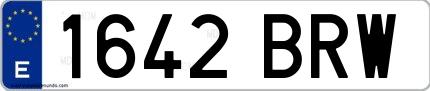 Ejemplo de matrícula de coche ordinaria 1642 BRW