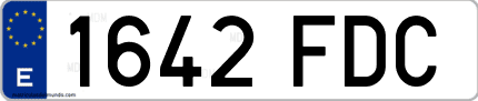 Ejemplo de matrícula de coche ordinaria 1642 FDC