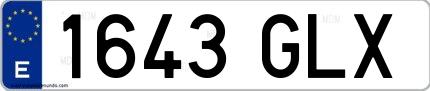 Ejemplo de matrícula española 1643 GLX