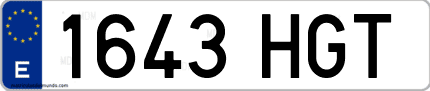 Ejemplo de matrícula de coche ordinaria 1643 HGT