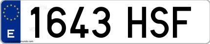 Ejemplo de matrícula española 1643 HSF