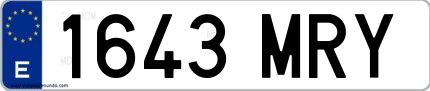 Ejemplo de matrícula española 1643 MRY