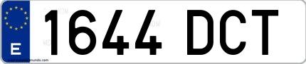 Ejemplo de matrícula de coche ordinaria 1644 DCT