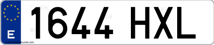 Ejemplo de matrícula de coche ordinaria 1644 HXL
