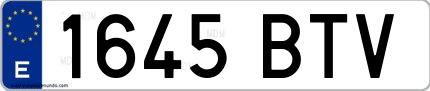 Ejemplo de matrícula de coche ordinaria 1645 BTV