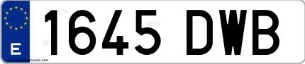 Ejemplo de matrícula de coche ordinaria 1645 DWB