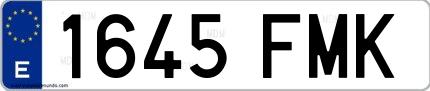 Ejemplo de matrícula española 1645 FMK