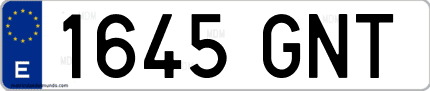 Ejemplo de matrícula de coche ordinaria 1645 GNT