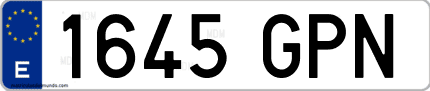 Ejemplo de matrícula de coche ordinaria 1645 GPN