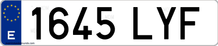 Ejemplo de matrícula de coche ordinaria 1645 LYF