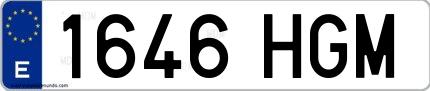 Ejemplo de matrícula española 1646 HGM
