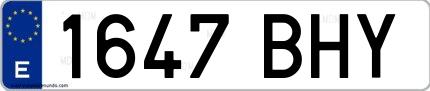 Ejemplo de matrícula española 1647 BHY