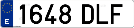 Ejemplo de matrícula de coche ordinaria 1648 DLF