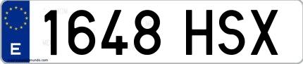 Ejemplo de matrícula española 1648 HSX