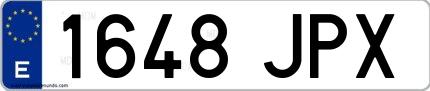 Ejemplo de matrícula española 1648 JPX